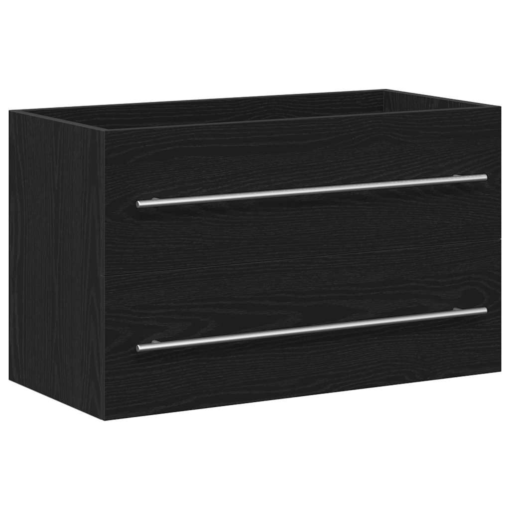 Waschbecken/waschmuschel/waschtischunterschrank Eiche Schwarz 80x38,5x48 Cm Holzwerkstoff