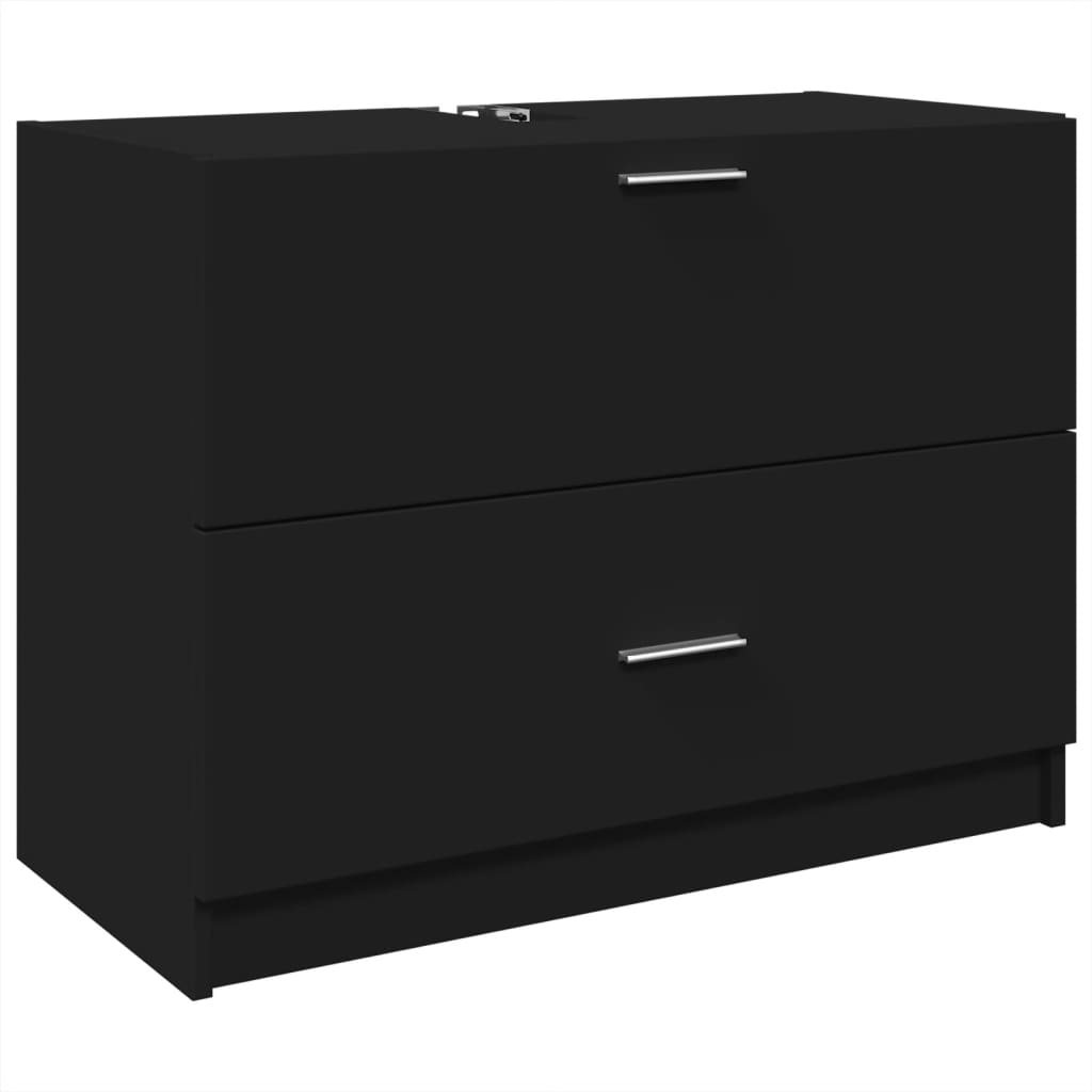 Waschbecken/waschmuschel/waschtischunterschrank Schwarz 78x37x59 Cm Holzwerkstoff