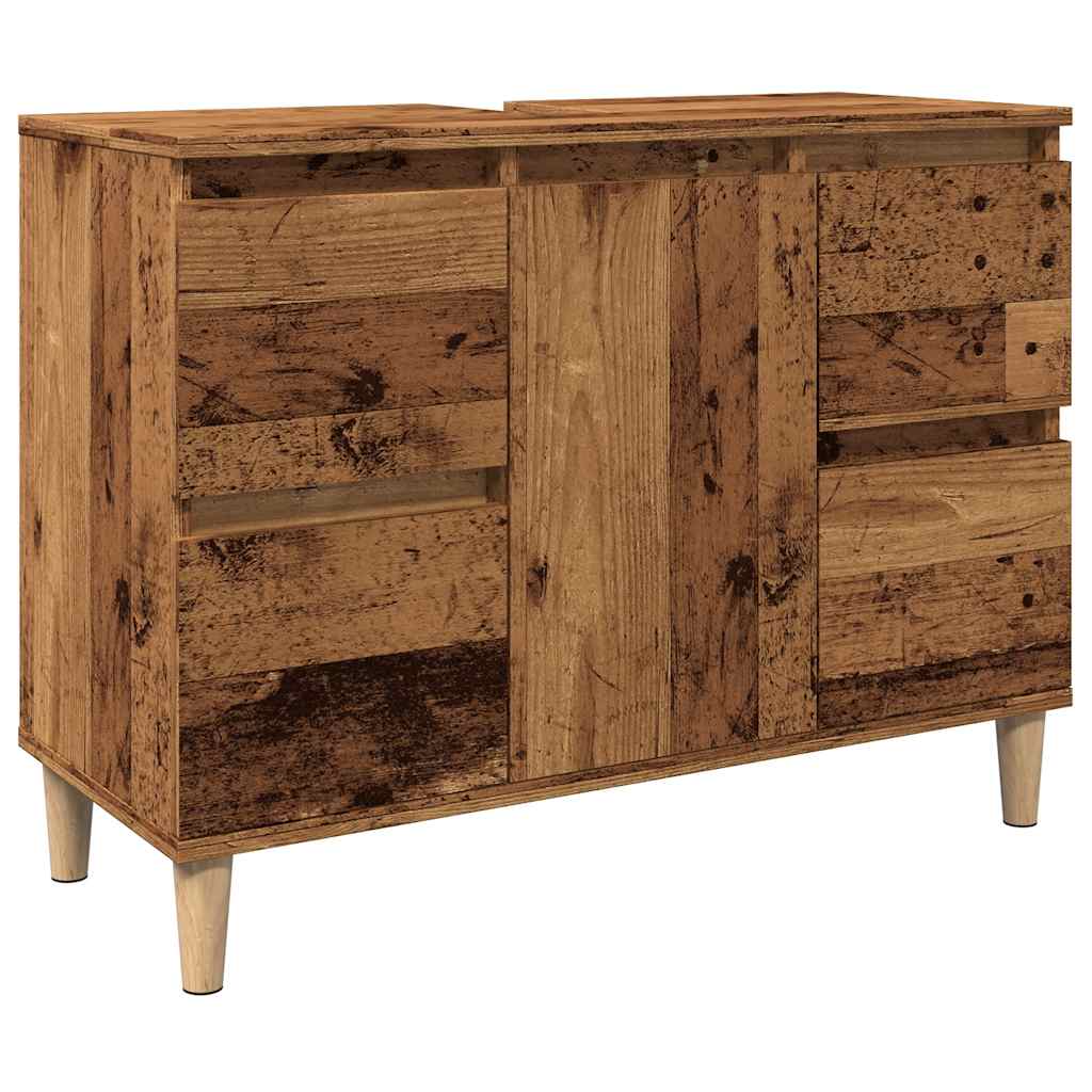 Waschbecken/waschmuschel/waschtischunterschrank Altholz-optik 80x33x60 Cm Holzwerkstoff