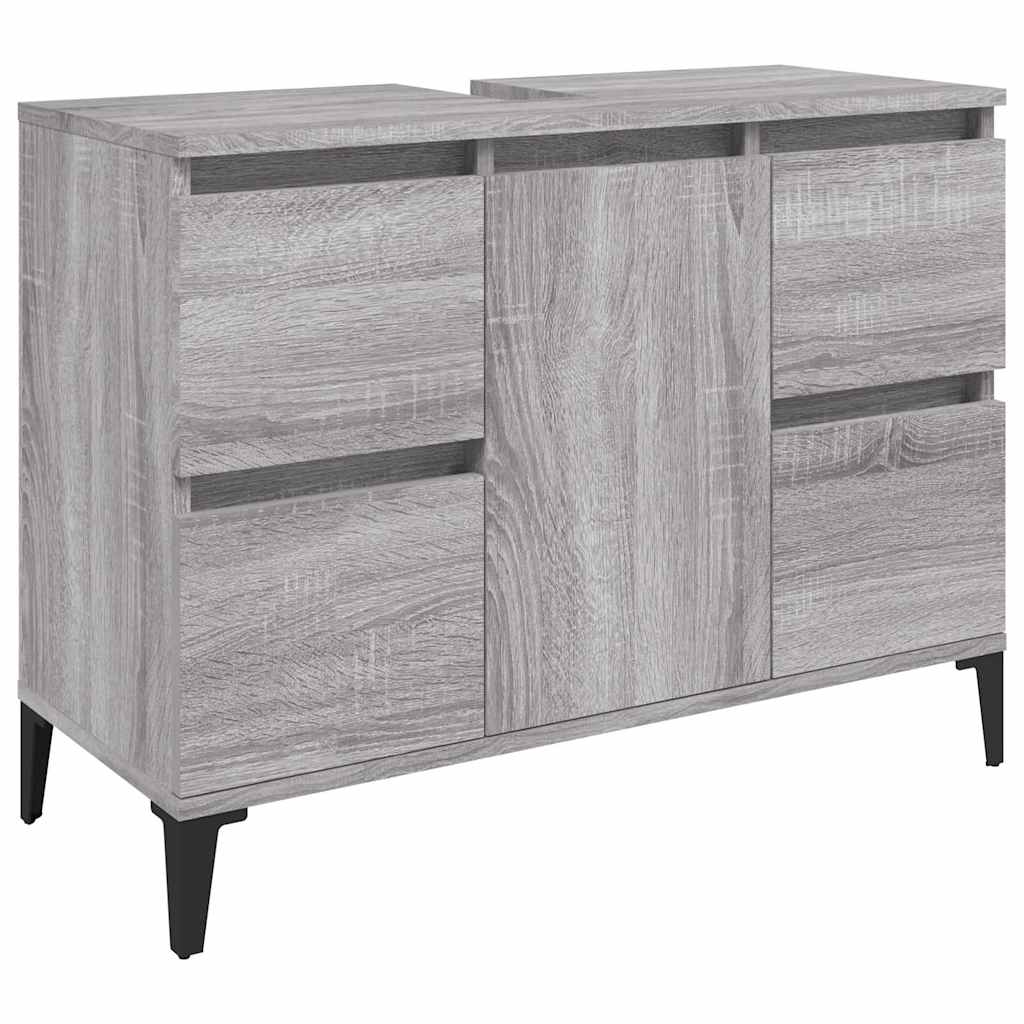 Waschbecken/waschmuschel/waschtischunterschrank Grau Sonoma 80x33x60 Cm Holzwerkstoff