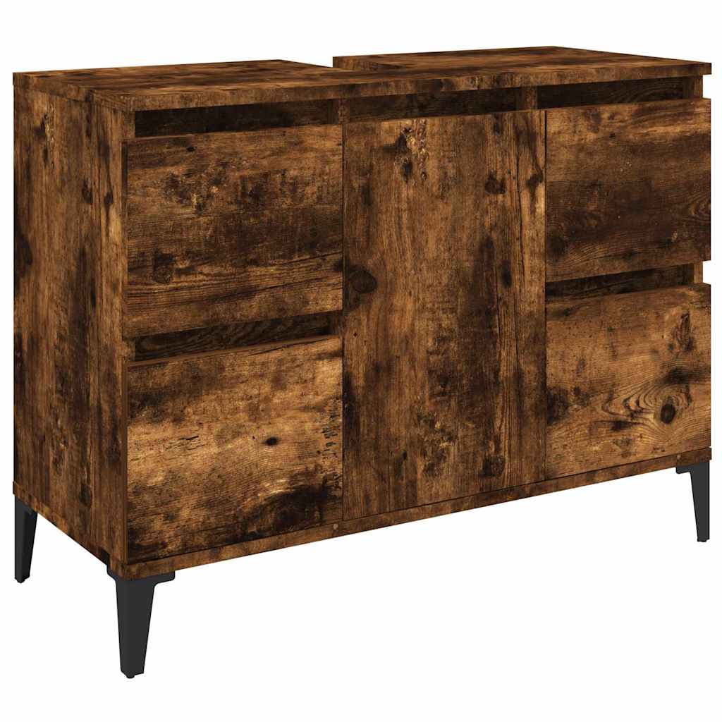 Waschbecken/waschmuschel/waschtischunterschrank Räuchereiche 80x33x60 Cm Holzwerkstoff