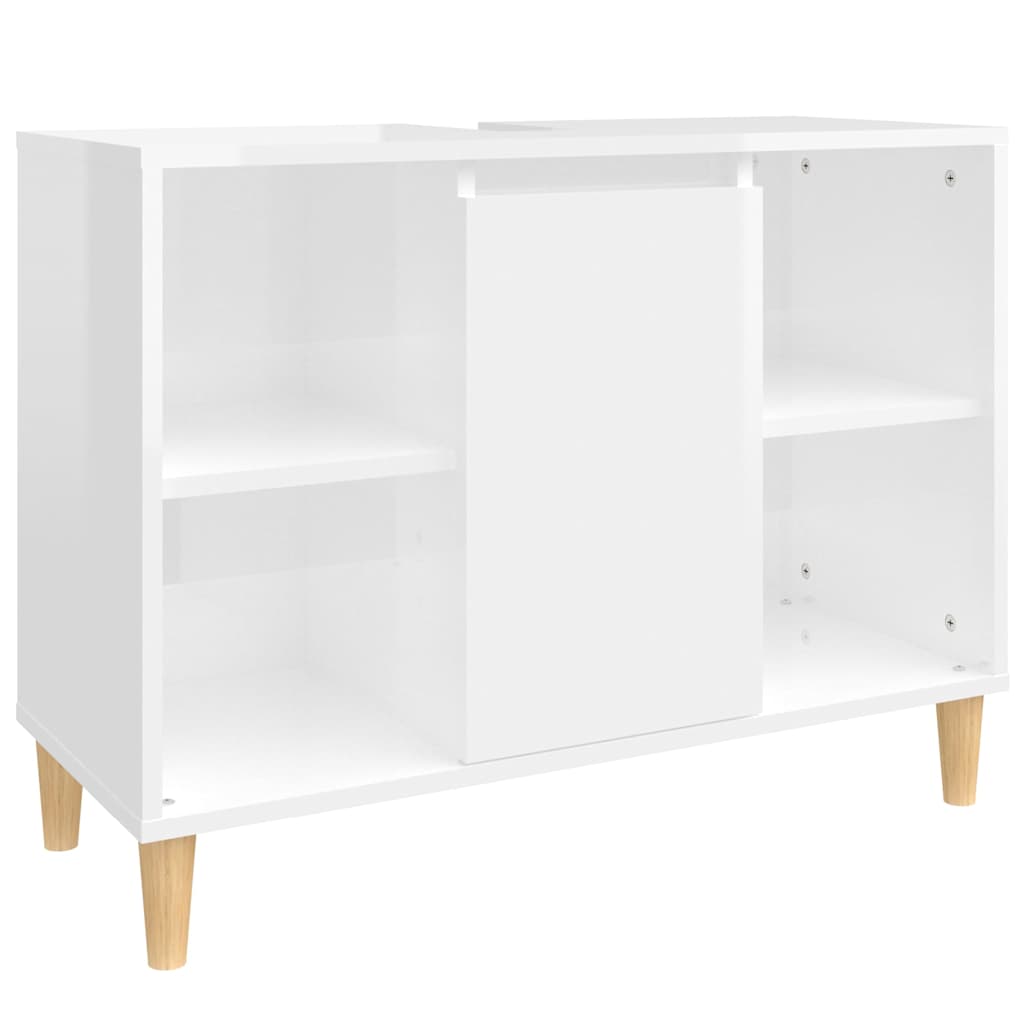Waschbecken/waschmuschel/waschtischunterschrank Hochglanz-weiß 80x33x60cm Holzwerkstoff