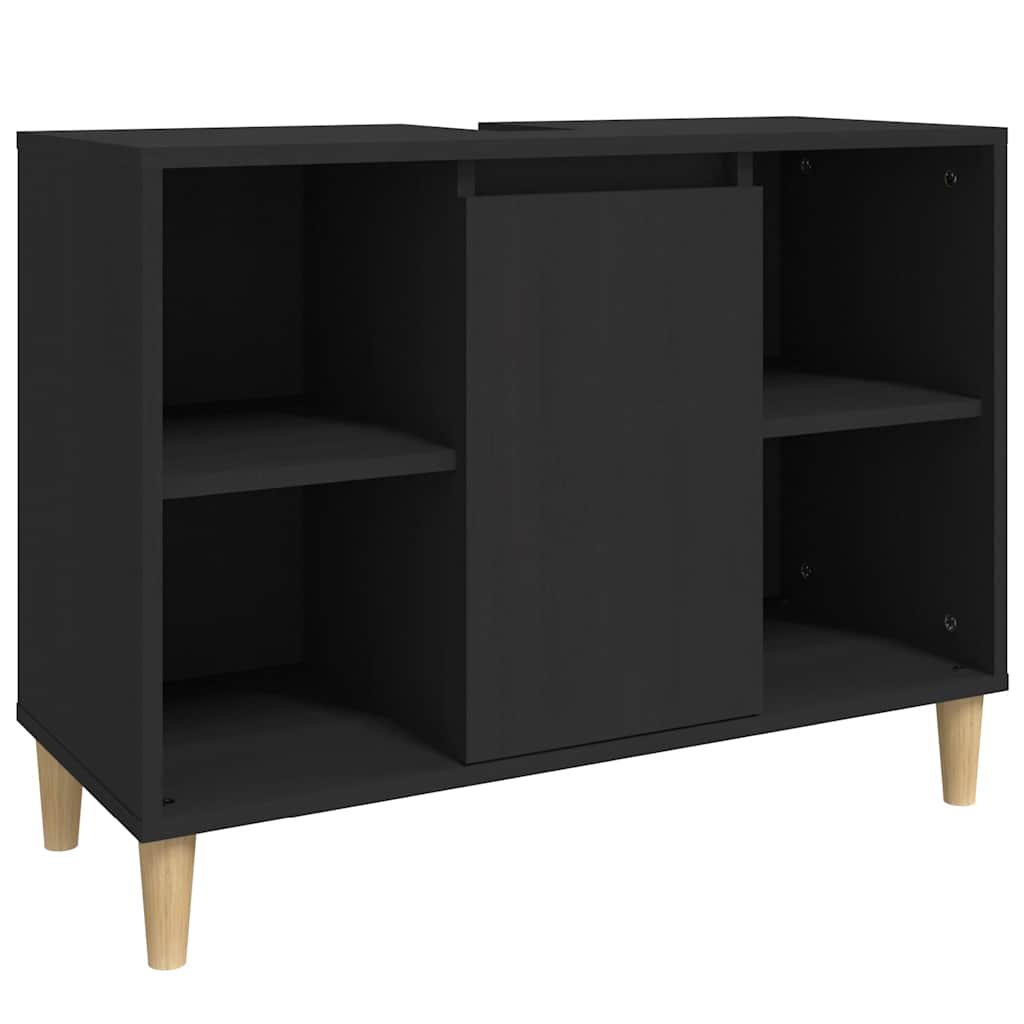 Waschbecken/waschmuschel/waschtischunterschrank Schwarz 80x33x60 Cm Holzwerkstoff