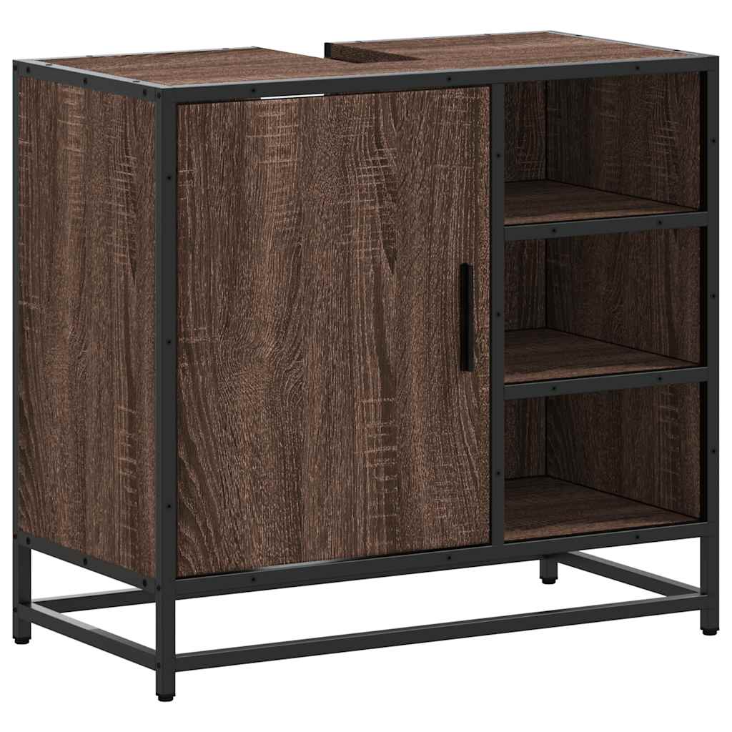Waschbecken/waschmuschel/waschtischunterschrank Braun Eichen-optik 65x33x60 Cm