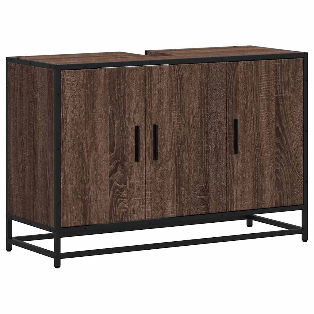 Waschbecken/waschmuschel/waschtischunterschrank Braun Eichen-optik 90x33x60 Cm