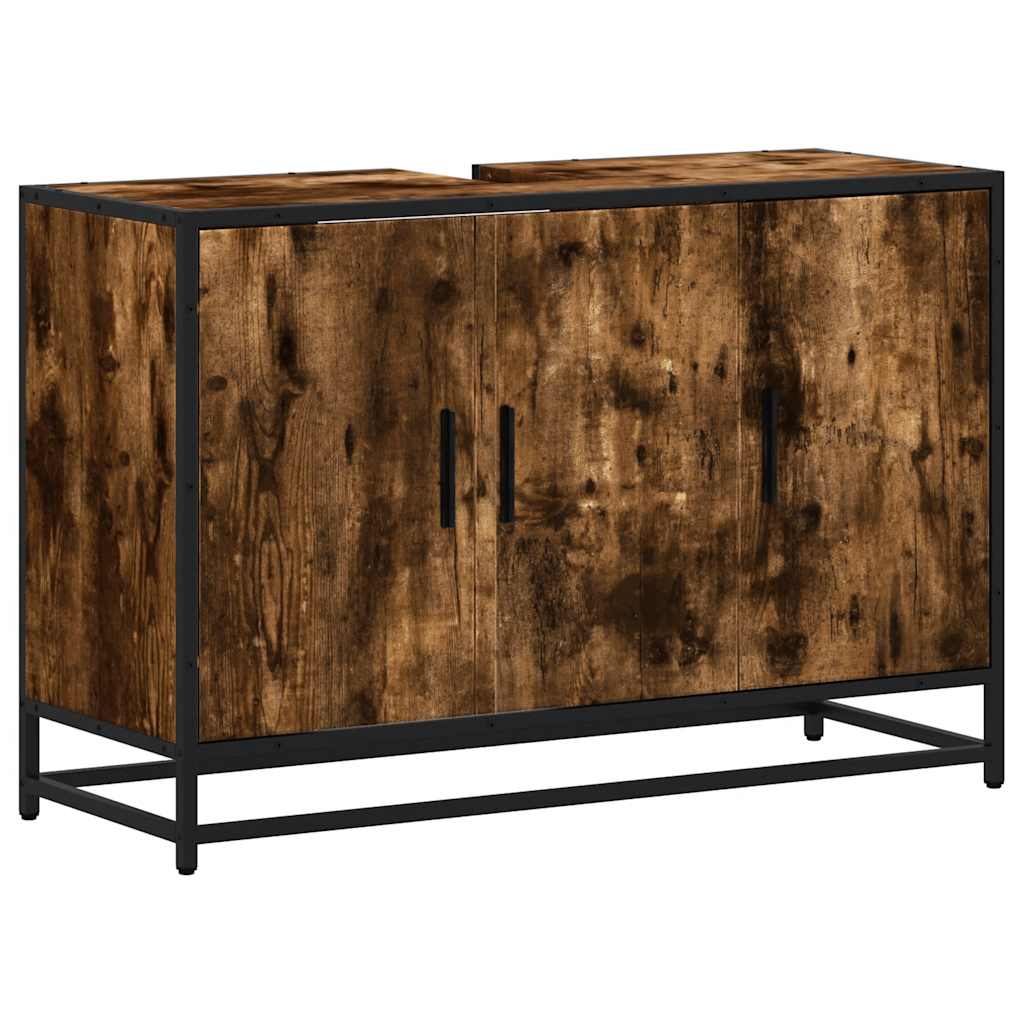 Waschbecken/waschmuschel/waschtischunterschrank Räuchereiche 90x33x60 Cm Holzwerkstoff