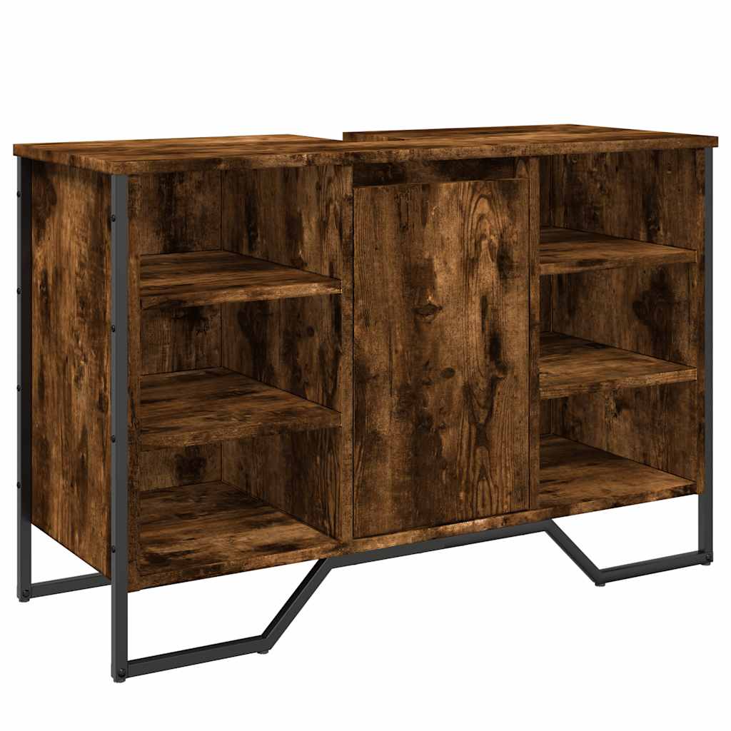 Waschbecken/waschmuschel/waschtischunterschrank Räuchereiche 91x35x60 Cm Holzwerkstoff