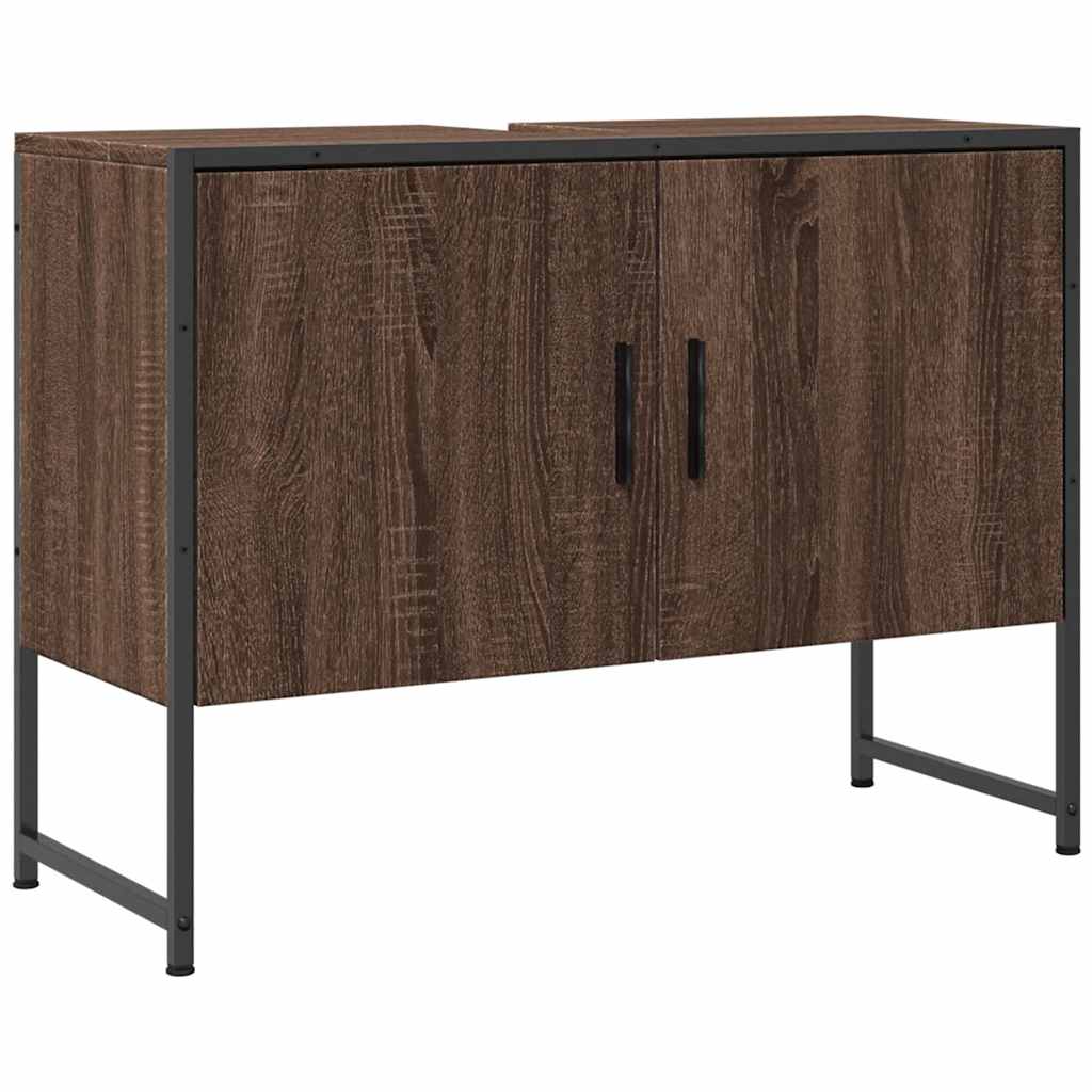 Waschbecken/waschmuschel/waschtischunterschrank Braun Eichen-optik 80x33x60 Cm