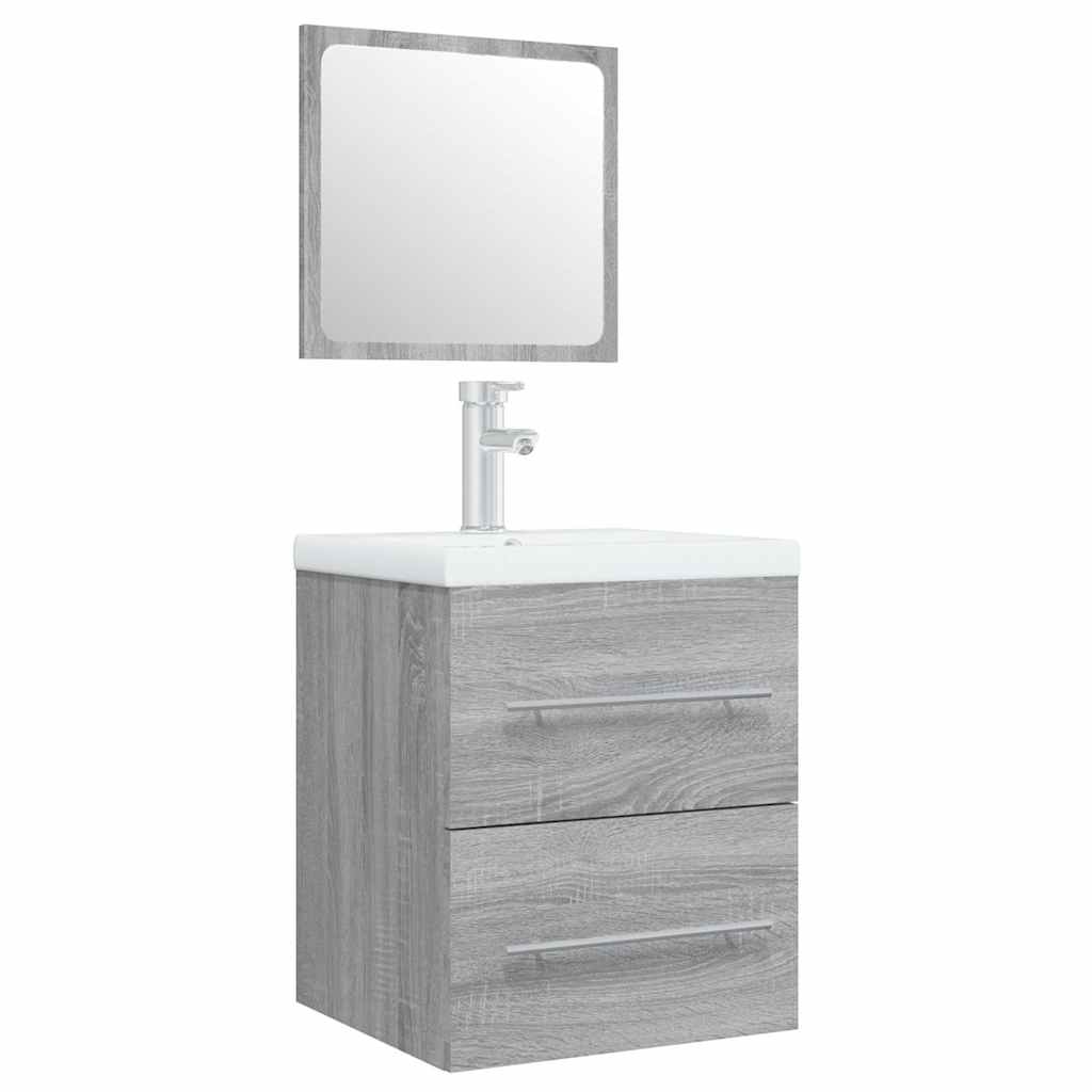 Waschbecken/waschmuschel/waschtischschrank Mit Einbaubecken Grau Sonoma Holzwerkstoff
