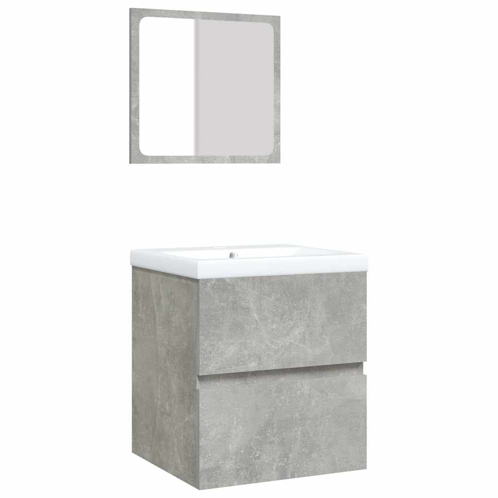 Waschbecken/waschmuschel/waschtischunterschrank Mit Waschbecken Und Spiegel Betongrau