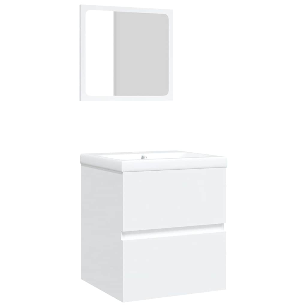 Waschbecken/waschmuschel/waschtischunterschrank Mit Waschbecken Und Spiegel Weiß