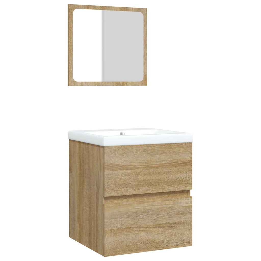 Waschbecken/waschmuschel/waschtischunterschrank Mit Waschbecken Spiegel Sonoma Eiche