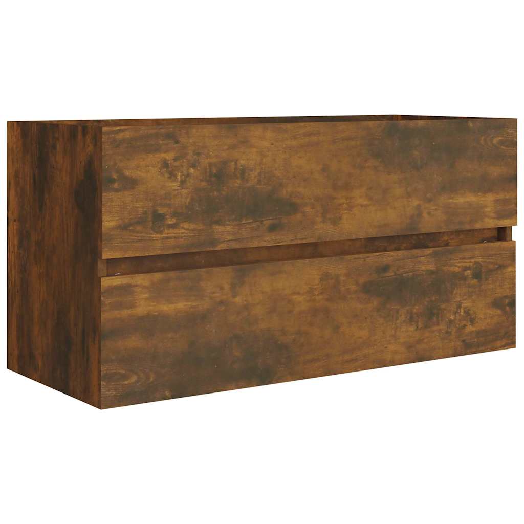 Waschbecken/waschmuschel/waschtischschrank Räuchereiche 90x38,5x45 Cm Holzwerkstoff