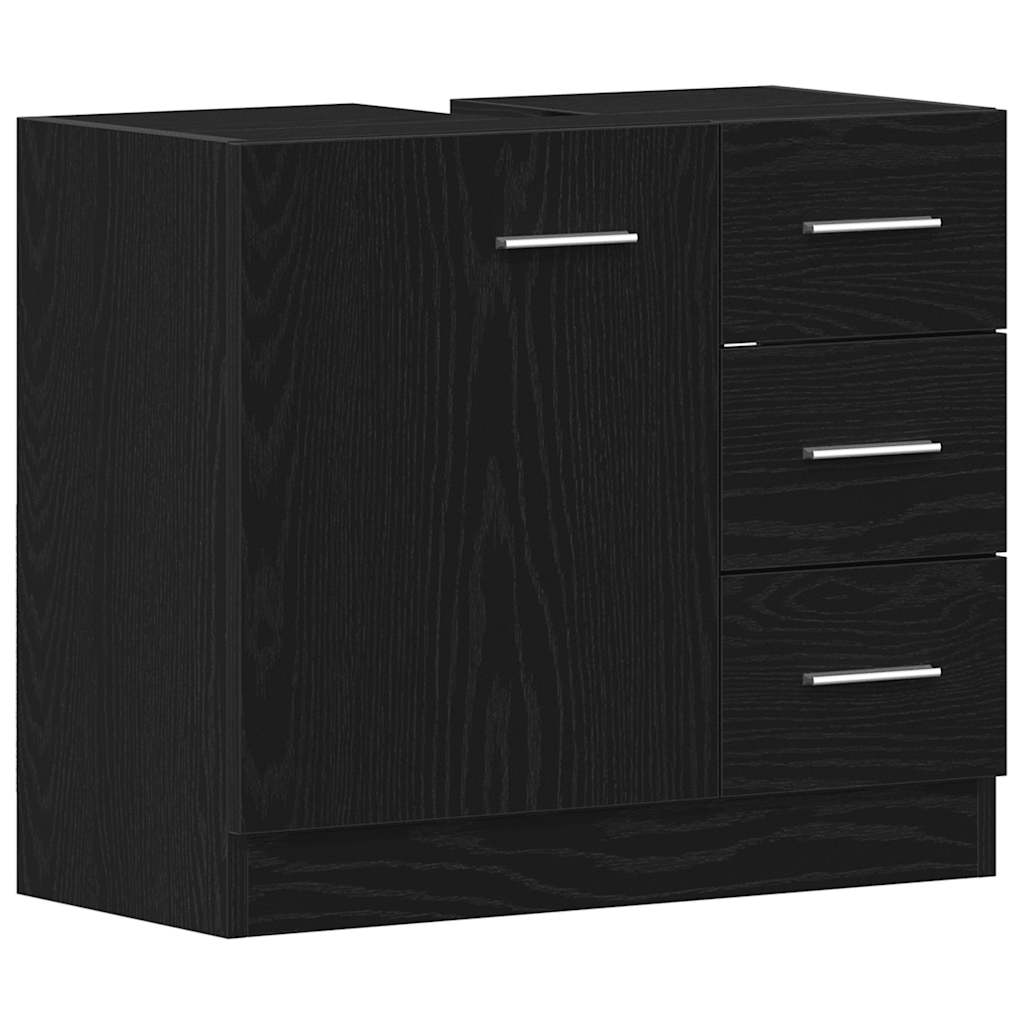 Waschbecken/waschmuschel/waschtischunterschrank Schwarz Eichen-optik 63x30x54 Cm