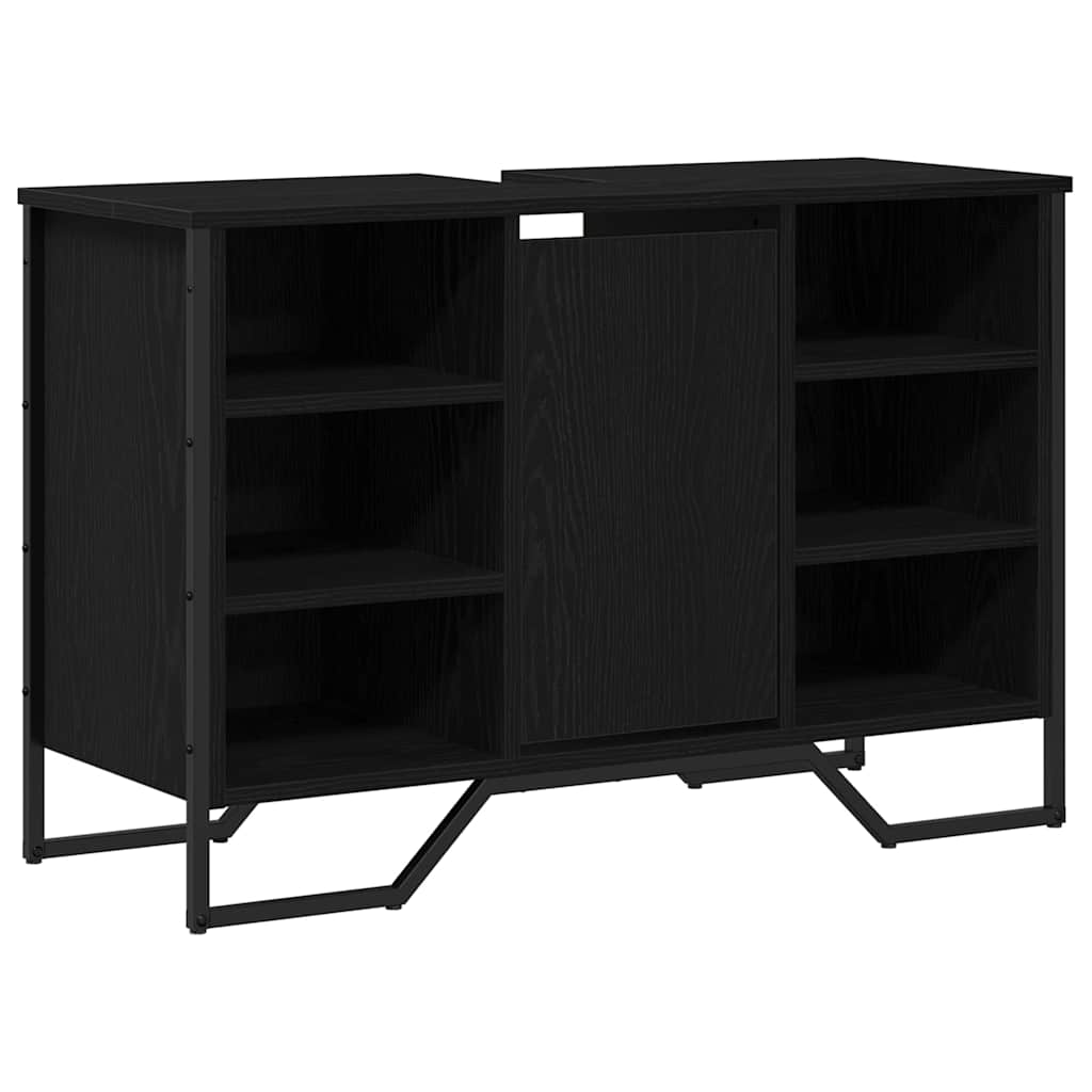 Waschbecken/waschmuschel/waschtischschrank Schwarz Eichen-optik 91 X 35 X 60 Cm