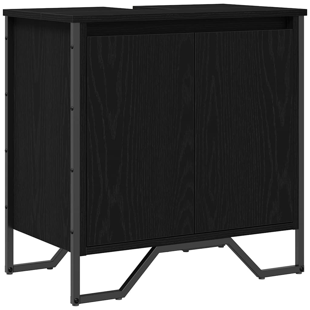 Waschbecken/waschmuschel/waschtischschrank Schwarz Eichen-optik 60 X 35 X 60 Cm