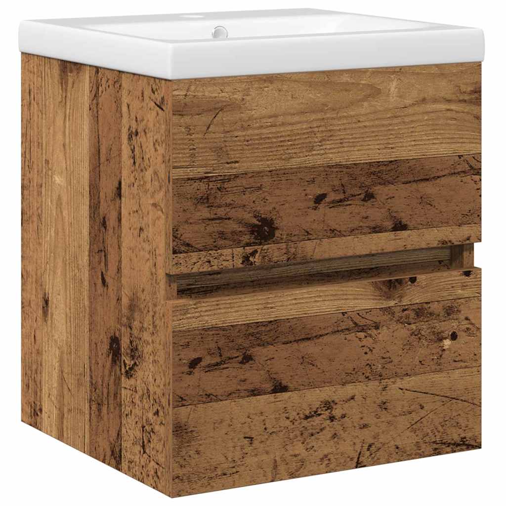 Waschbecken/waschmuschel/waschtischschrank Schwarz Eichen-optik 41 X 39 X 62 Cm