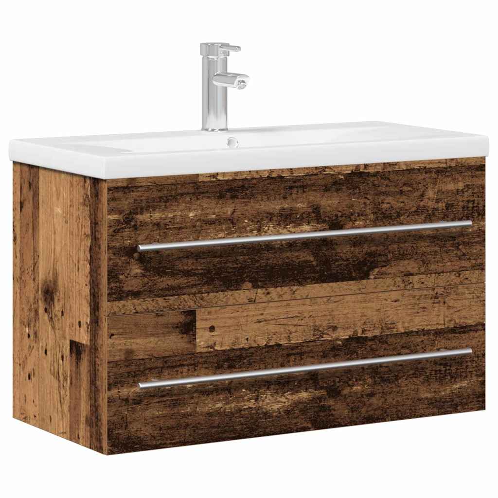 Waschbecken/waschmuschel/waschtischschrank Mit Schubladen Altholz 80 X 38,5 X 48 Cm