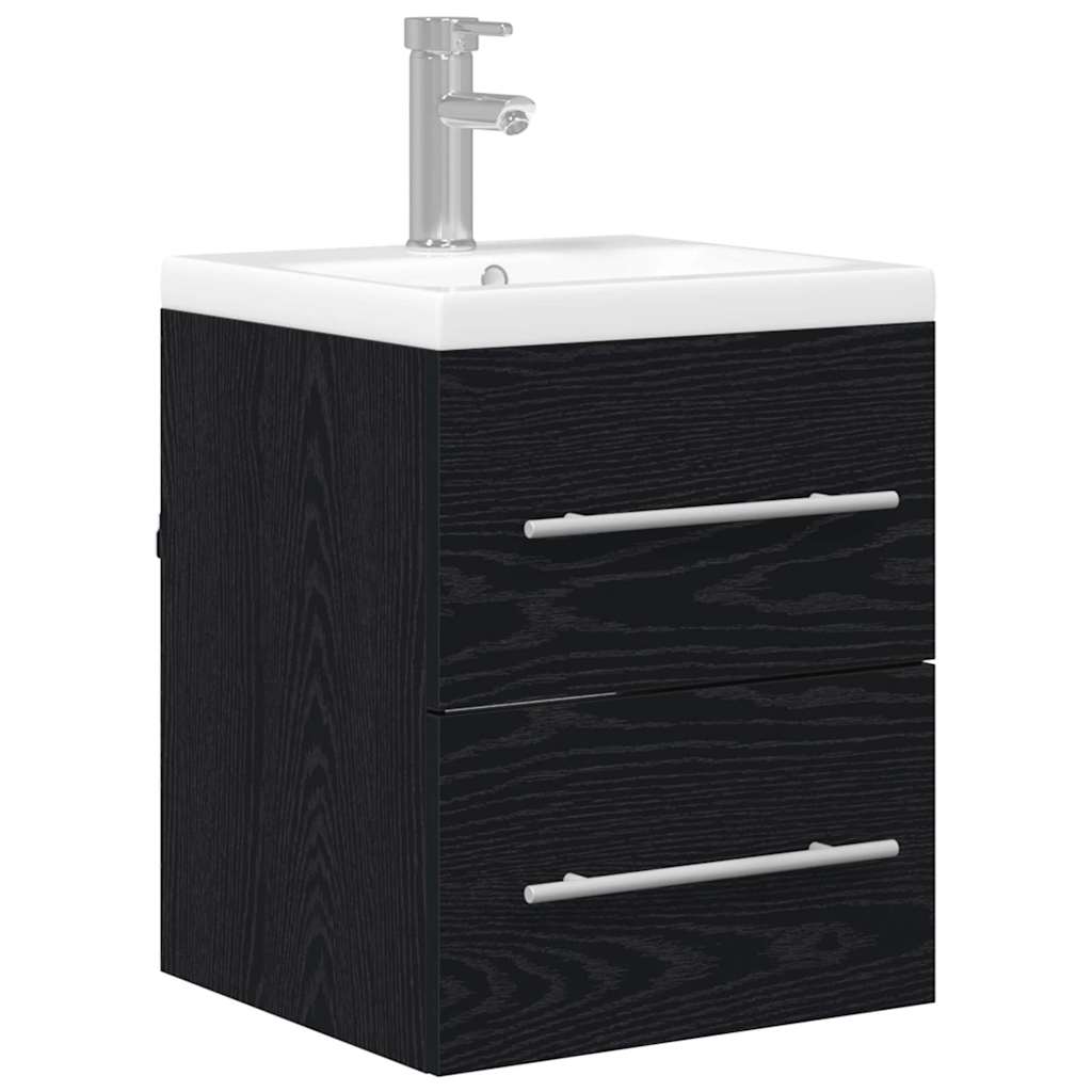 Waschbecken/waschmuschel/waschtischschrank Schwarz Eichen-optik 41 X 38,5 X 48 Cm
