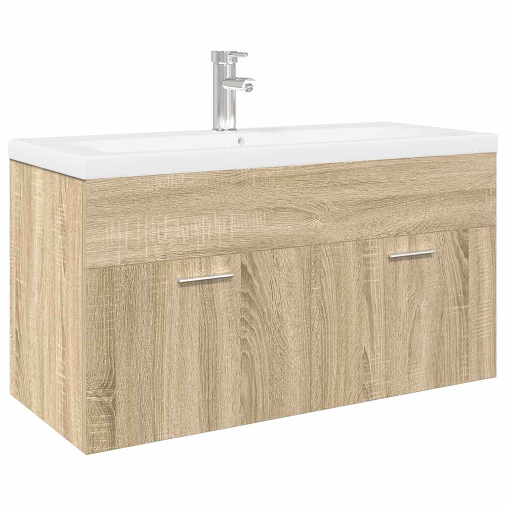 Waschbecken/waschmuschel/waschtischunterschrank Mit Einbaubecken Sonoma-eiche