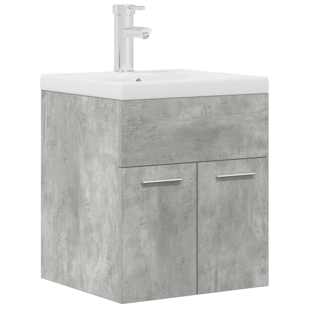 Waschbecken/waschmuschel/waschtischunterschrank Mit Einbaubecken Wasserhahn Betongrau
