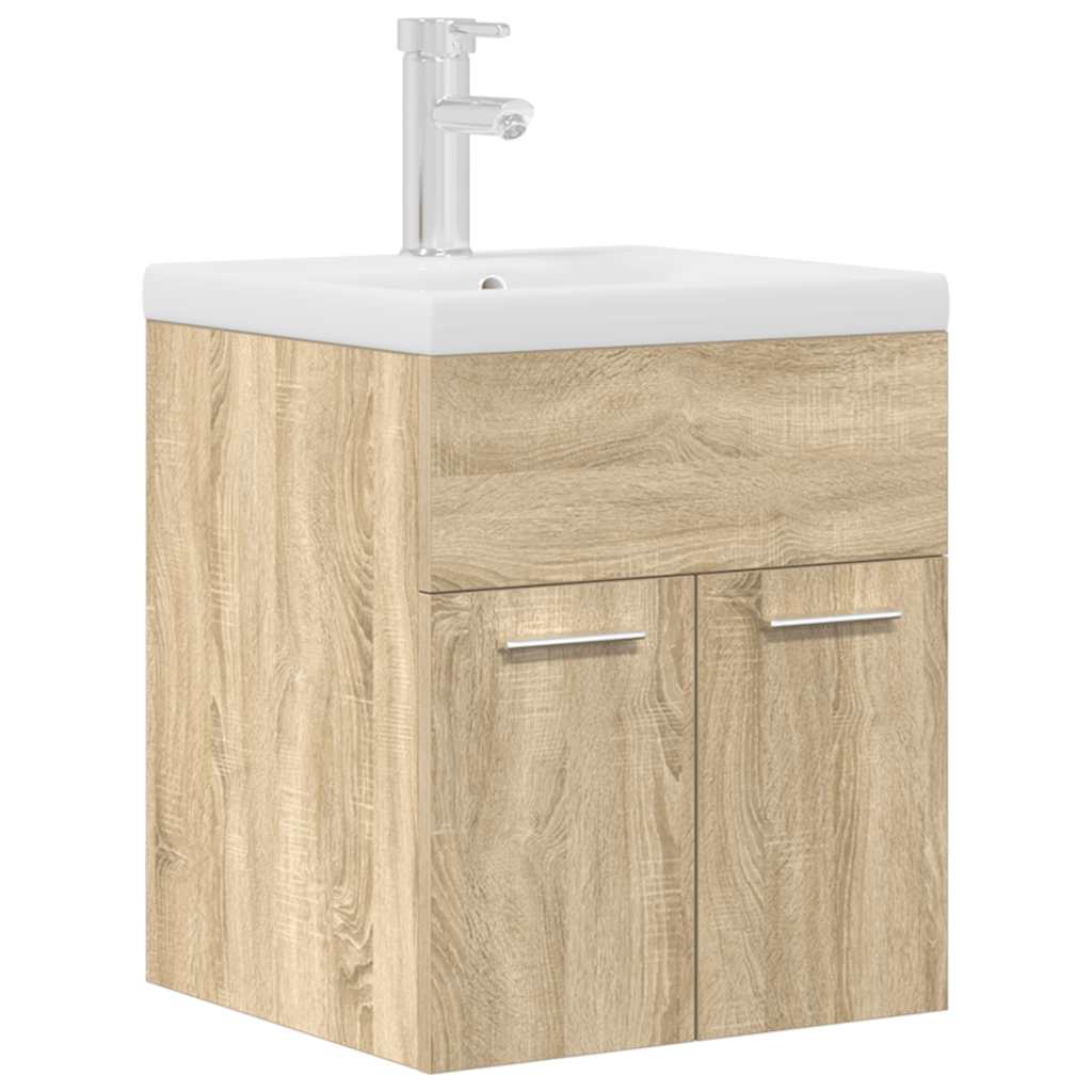 Waschbecken/waschmuschel/waschtischunterschrank Einbaubecken Wasserhahn Sonoma-eiche