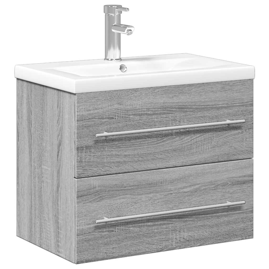 Waschbecken/waschmuschel/waschtischunterschrank Mit Einbaubecken Grau Sonoma-eiche