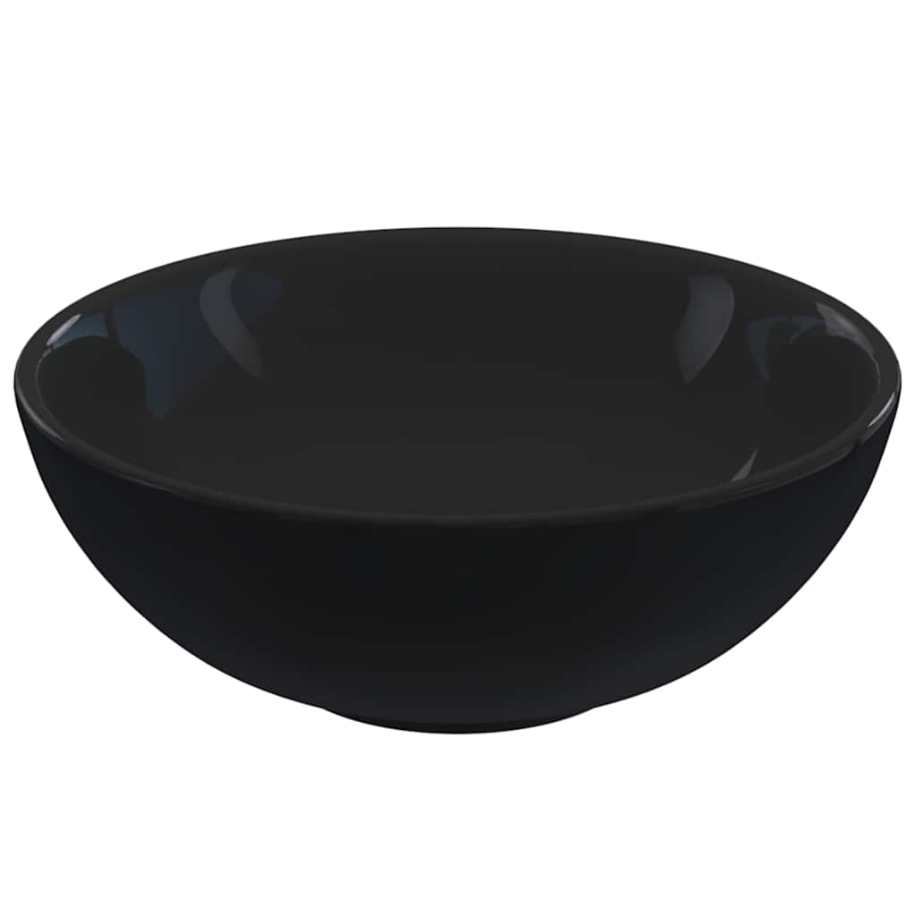 Waschbecken/waschmuschel/waschtisch Schwarz Glänzend Ø28x10 Cm Keramik