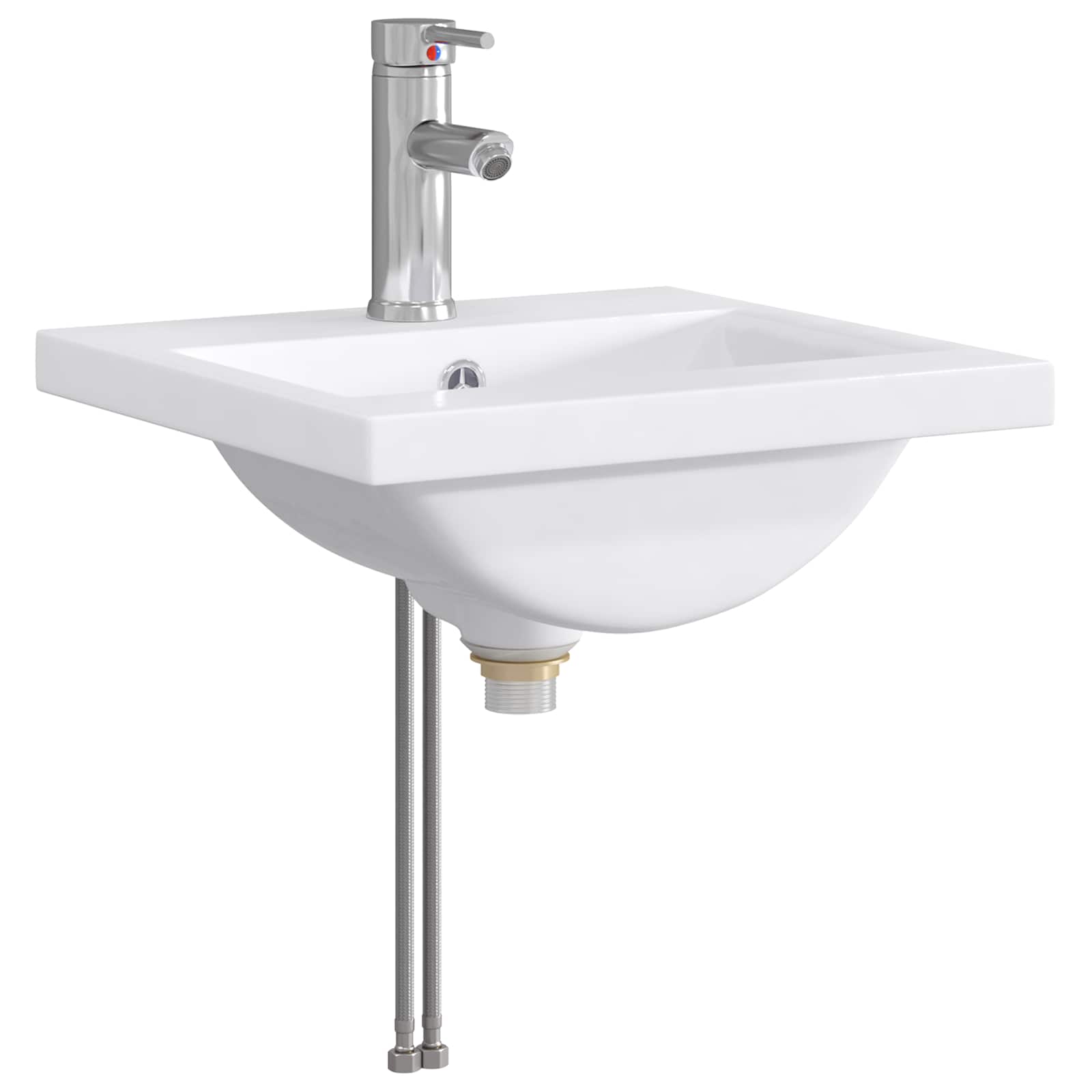 Waschbecken/waschmuschel/waschtisch Mit Wasserhahn Und Abfluss Chrom 42 X 40 X 16,5 Cm