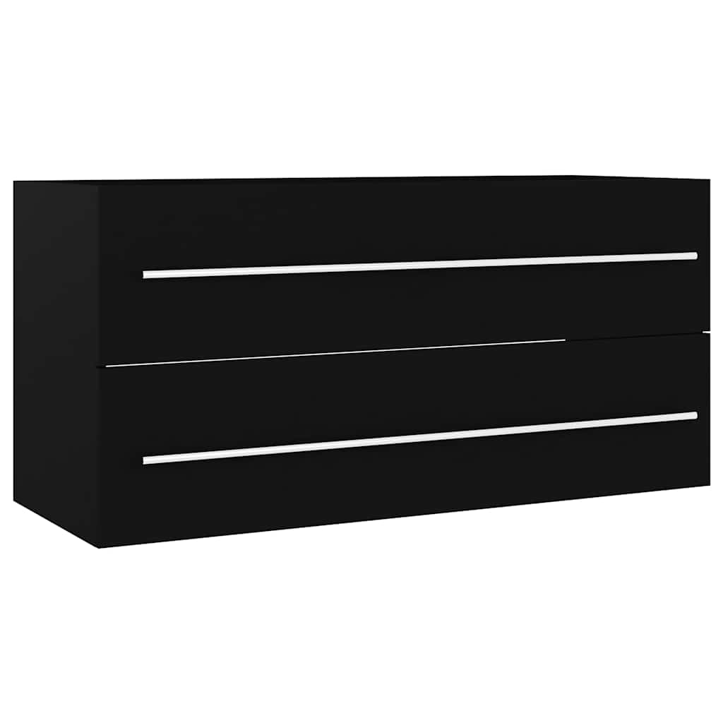 Waschbecken/waschmuschel/waschtischunterschrank Schwarz 100x38,5x48 Cm Holzwerkstoff