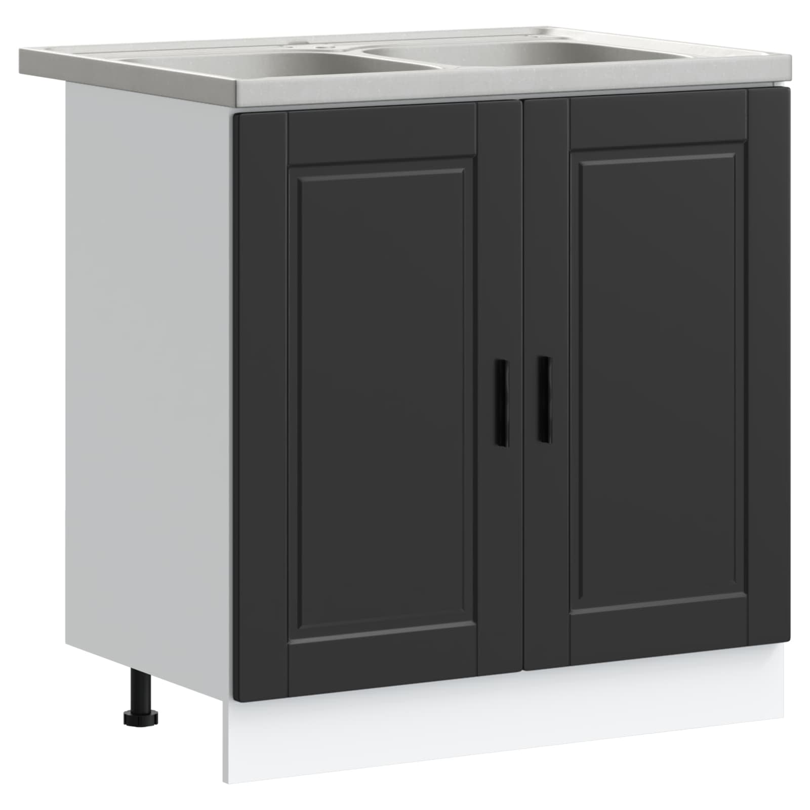 2 Stk.waschbecken/waschmuschel/waschtisch-unterschrank Porto Schwarz 80 X 46 X 81.5 Cm