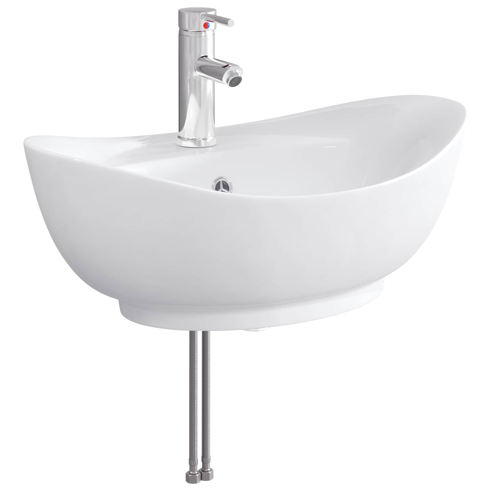Waschbecken/waschmuschel/waschtisch Mit Wasserhahn Und Abfluss Chrom 59 X 35 X 21 Cm