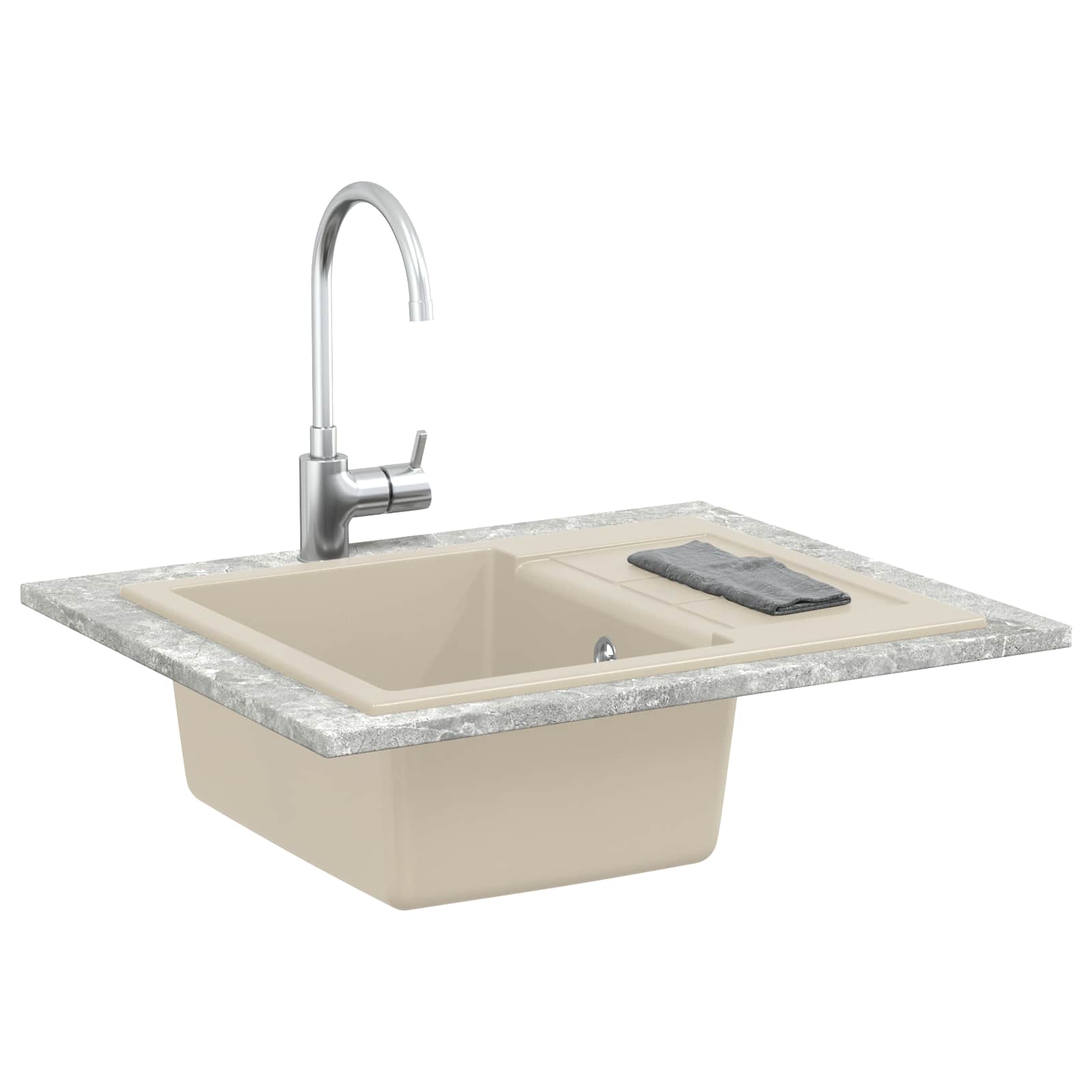 Waschbecken/waschmuschel/waschtisch Beige 620 X 500 Mm 80% Quarz Und 20% Harz