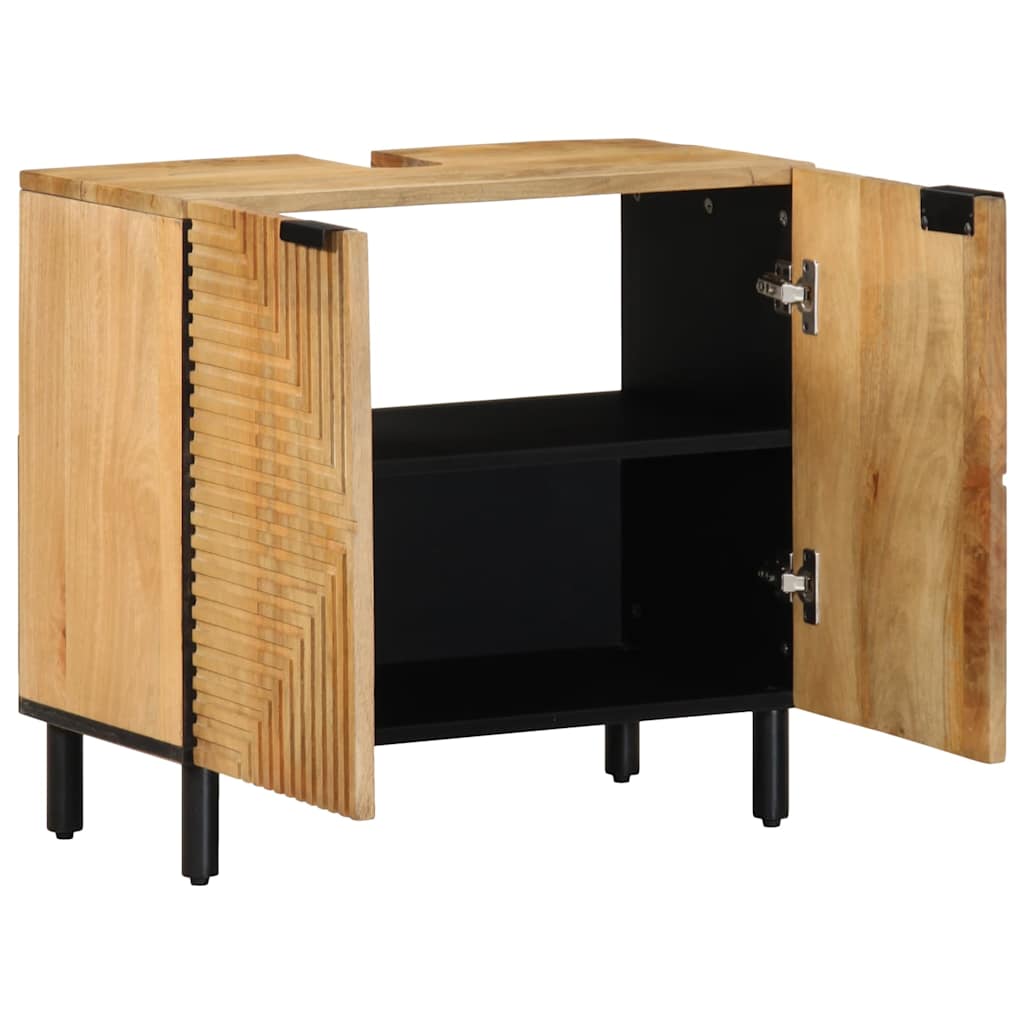 Waschbecken/waschmuschel/waschtischunterschrank Braun 62x33x58 Cm Massivholz Mango