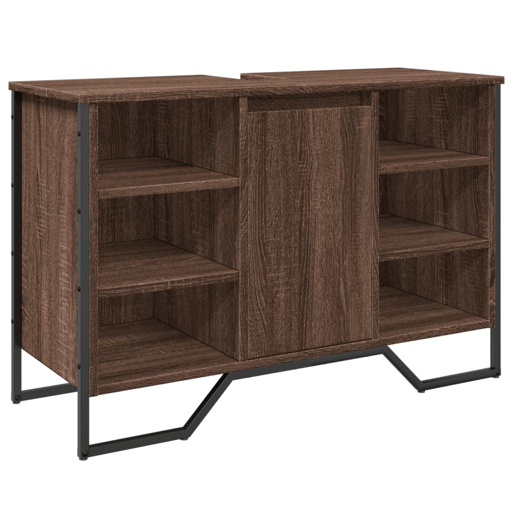 Waschbecken/waschmuschel/waschtischunterschrank Braun Eichen-optik 91x35x60 Cm