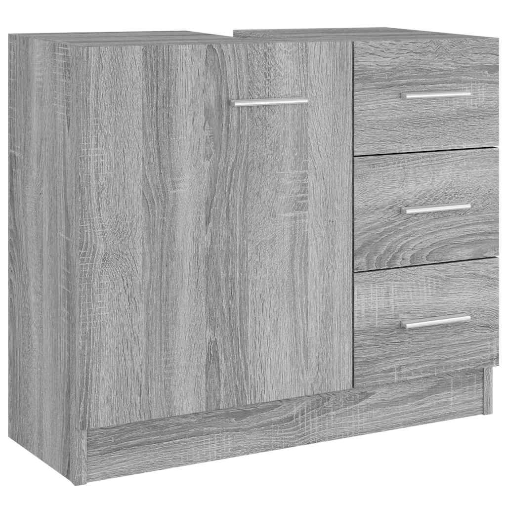 Waschbecken/waschmuschel/waschtischschrank Grau Sonoma 63x30x54 Cm Holzwerkstoff