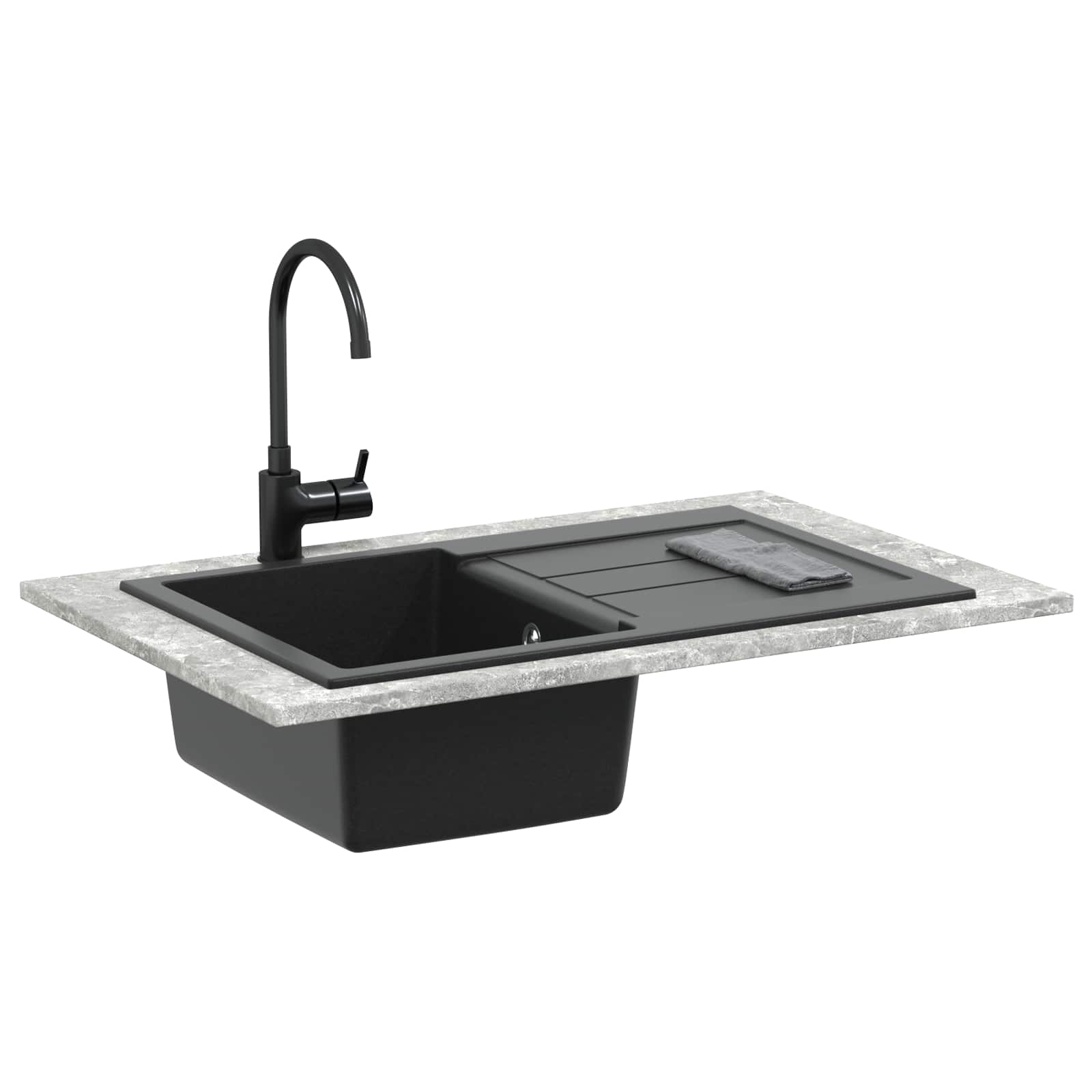Waschbecken/waschmuschel/waschtisch Schwarz 780 X 500 Mm 80% Quarz Und 20% Harz