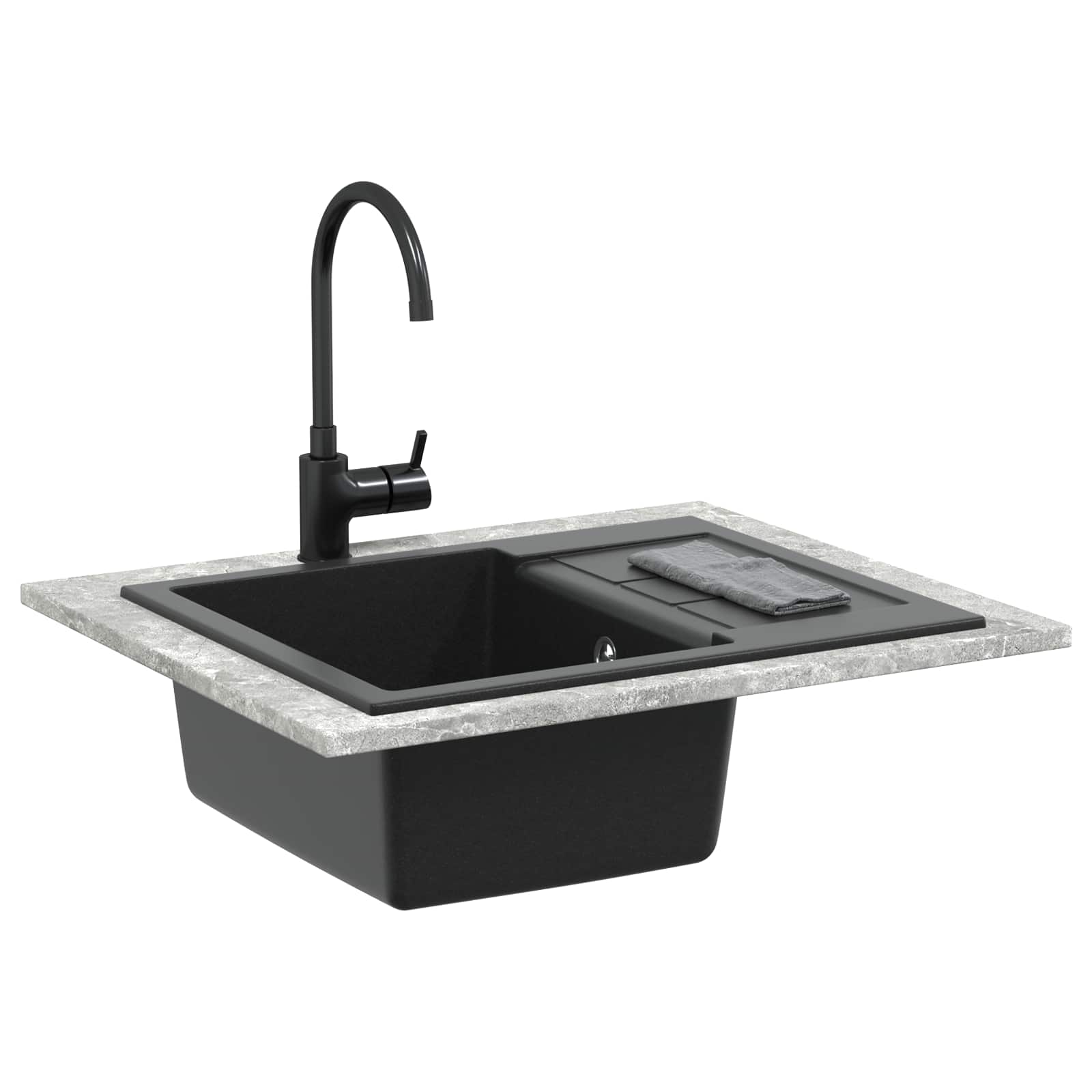 Waschbecken/waschmuschel/waschtisch Schwarz 620 X 500 Mm 80% Quarz Und 20% Harz