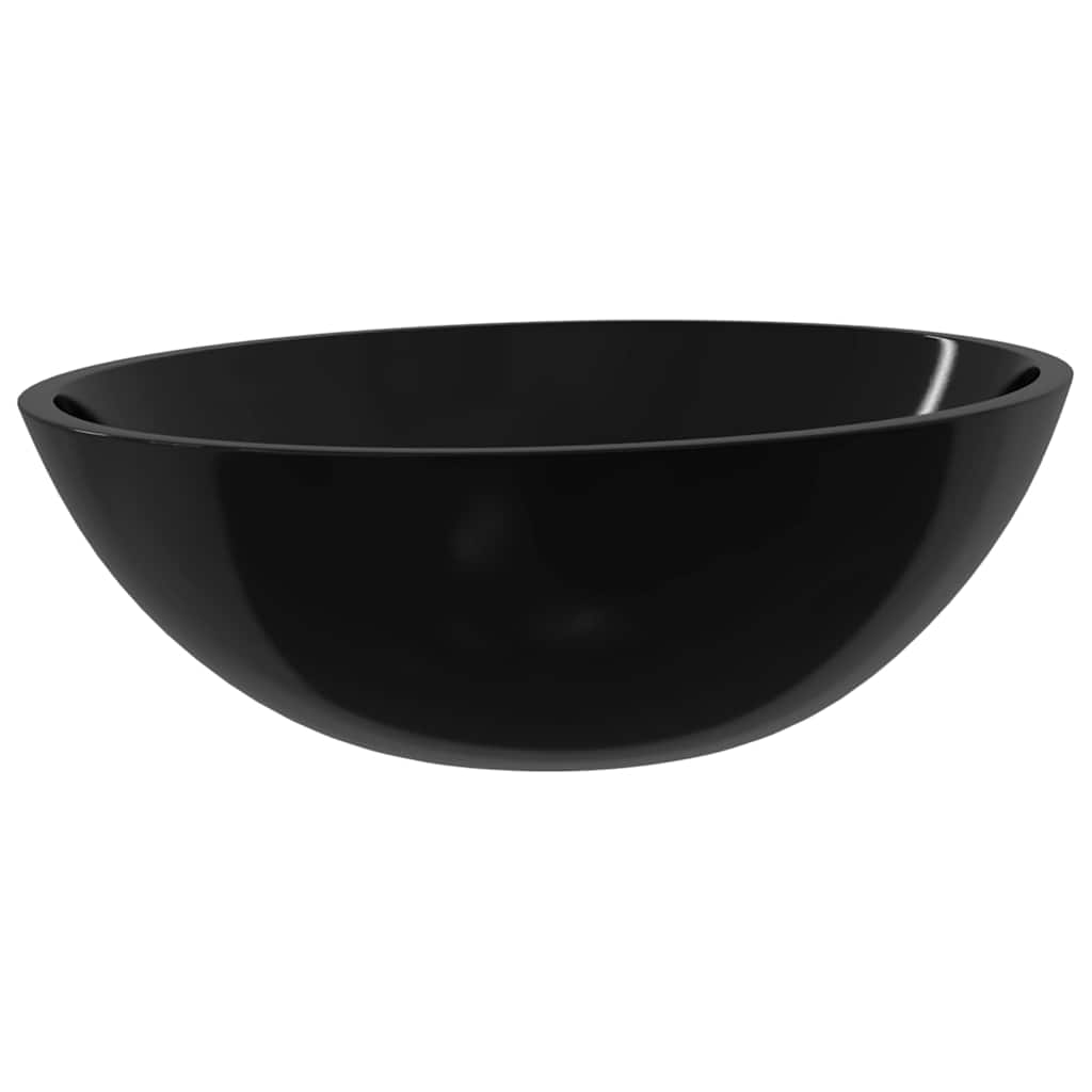 Waschbecken/waschmuschel/waschtisch Glas 50x37x14 Cm Schwarz