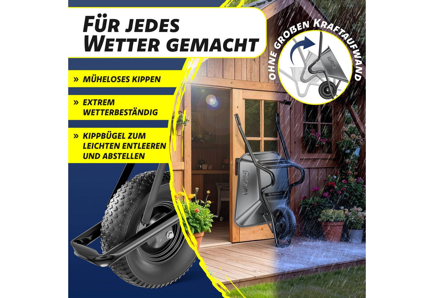 Masko® Schubkarre 100 L, Bis 250 Kg, Verzinkt Bild 5