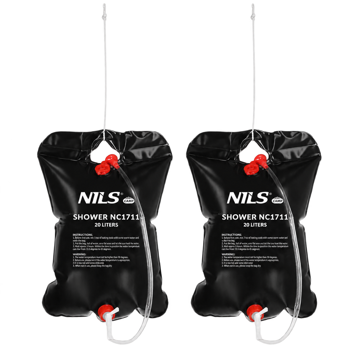 Tragbarer 20-liter-camping-duschbeutel, 2er-pack