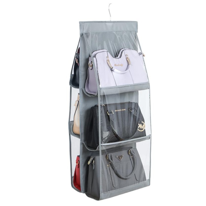 Hängender Taschenorganizer Mit 6 Fächern, 115 X 34 Cm, Grau