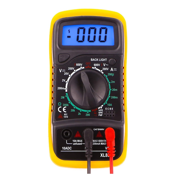 Digitales Multimeter, 2000 Zähler, Multifunktional, Orange, 45°-winkel
