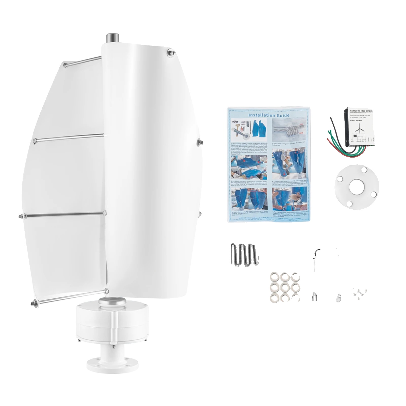 Windkraftanlage, 100 W Leistung, Geräuschloser Betrieb, Weiss