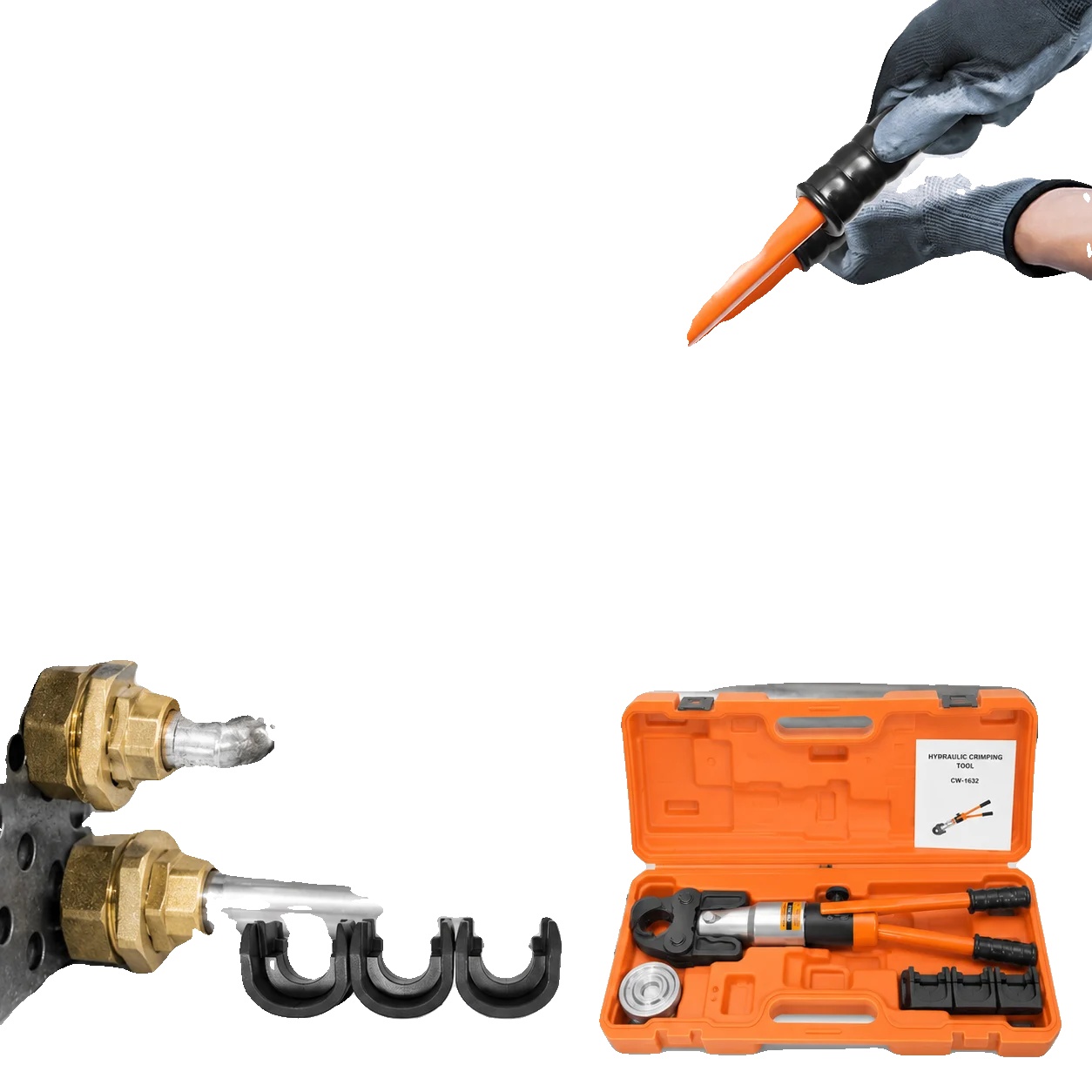 Hydraulisches Crimpwerkzeug, Maximale Kraft 10 T, Gesamtlänge 41 Cm, Ergonomischer Griff, Kompatibel Mit U16, U20, U25 Und U32, 20 Mm Hub