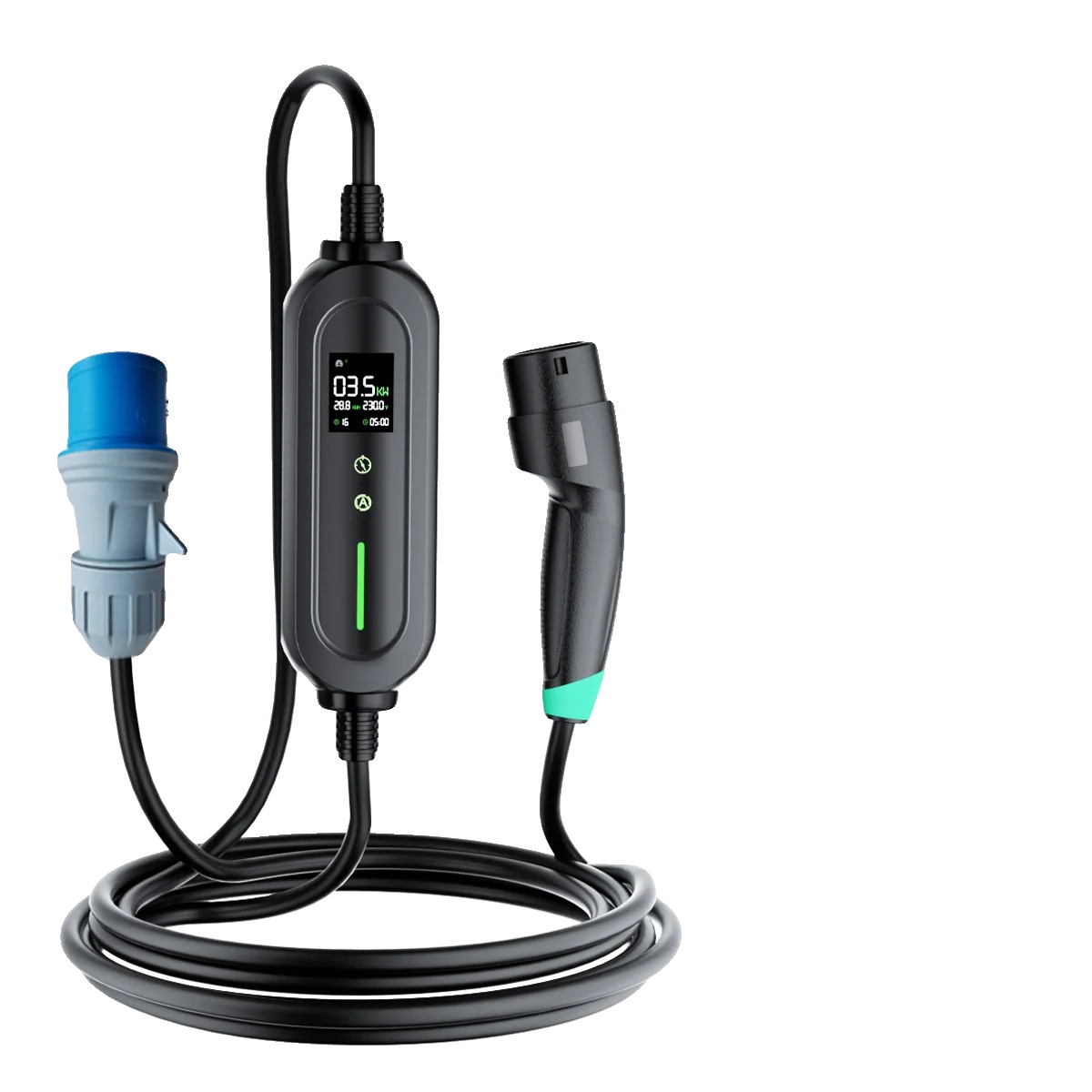 Tragbares Ladegerät Für Elektrofahrzeuge, 7 Kw Schnellladung, 5 M Kabellänge, T0-7kw-3,5m