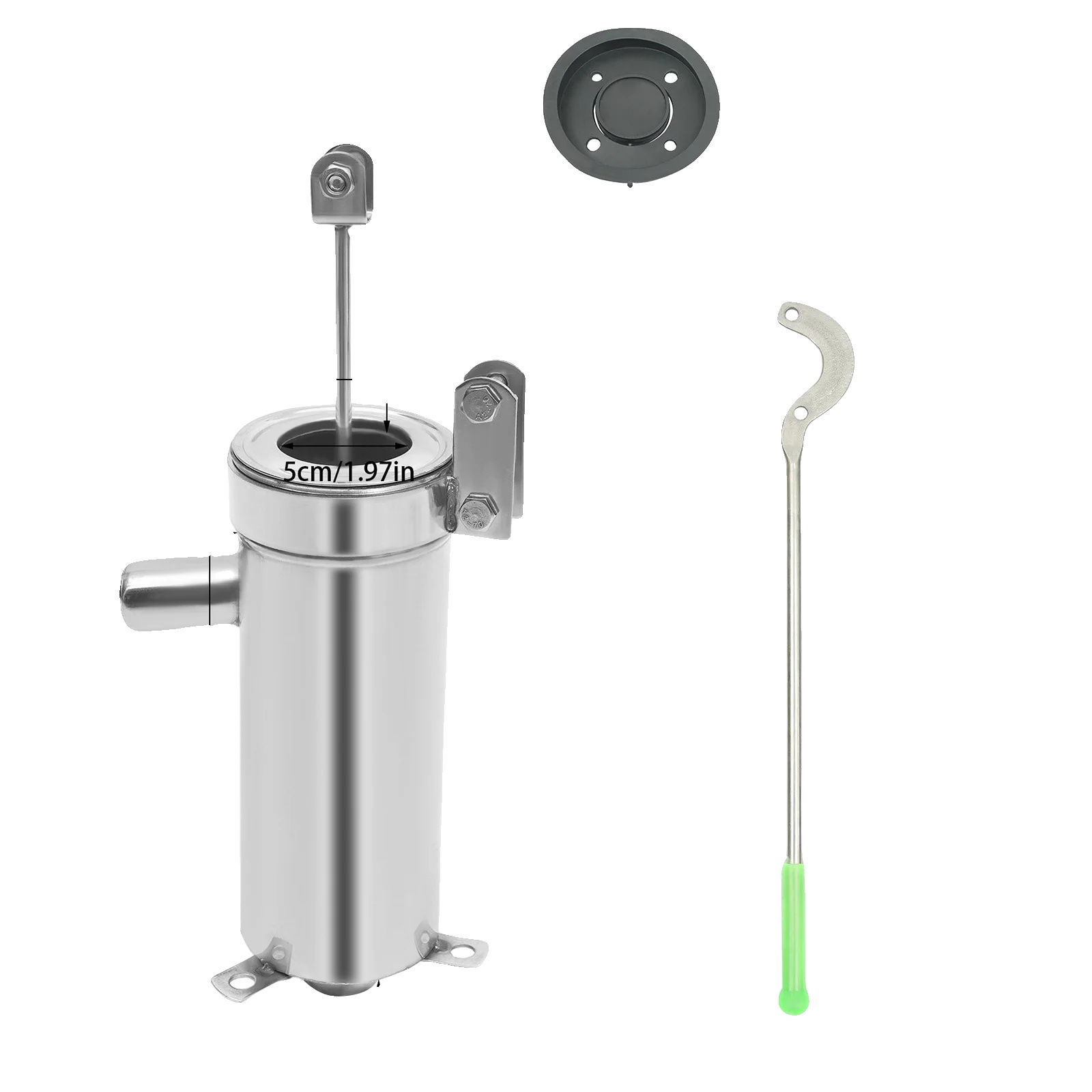Saugpumpe, Edelstahl 202, Ergonomischer Griff, Silber