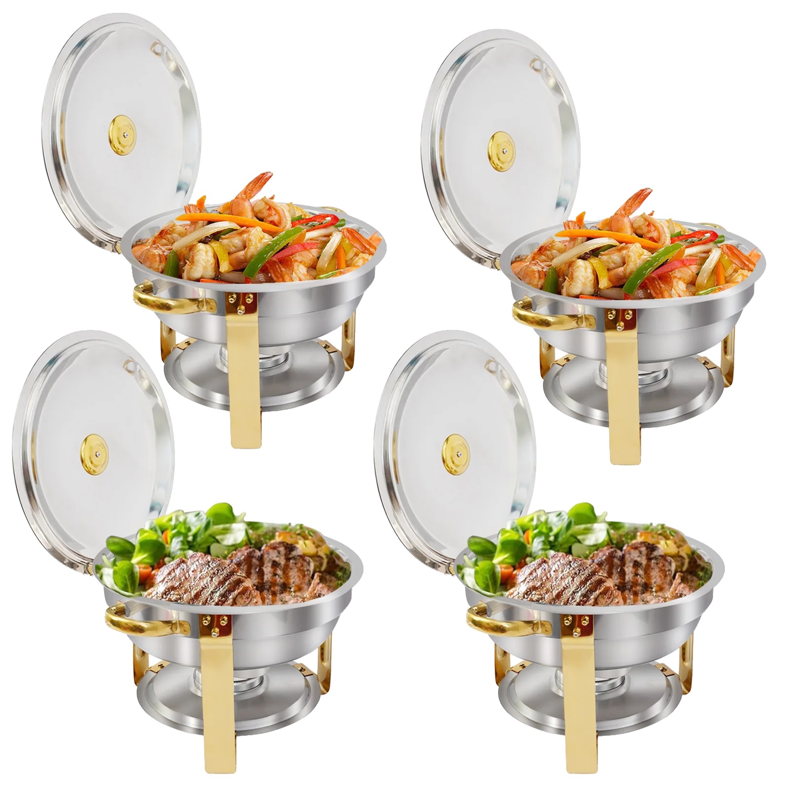 Servierschüssel, Edelstahl, Buffet-warmhaltegerät, 4er-pack