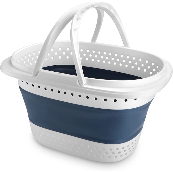 Faltbarer Wäschekorb Mit Griffen, Simply Joy, Multifunktional, Zur Organisation Und Aufbewahrung, Blau, 42 Liter, 52 X 39 X 30 Cm