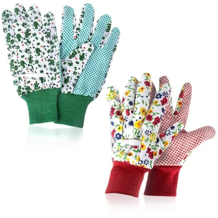 Gartenhandschuhe Für Damen, 2er-set, Mehrfarbiges Blumenmuster